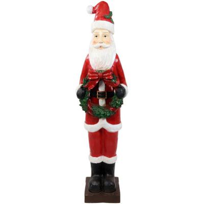 China Modern Santa Holding Wreath Statue Resin Home Decor Ornaments for sale