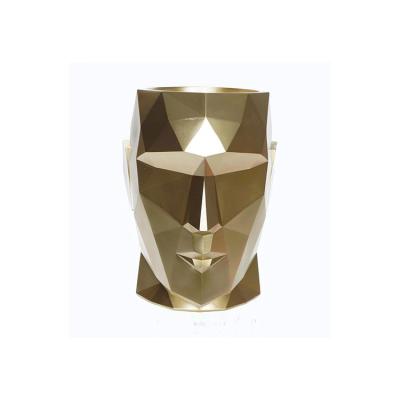 China Modern Resin Human Head Vase in High Quality Glossy Gold Finish for sale