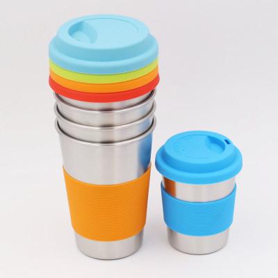 China Disposable 10 Piece Metal Pint Cups Stainless Steel Mugs Unbreakable Drinking Glasses For Kids Or Adults 8 & 12 oz 8 oz 230ml 12 oz for sale