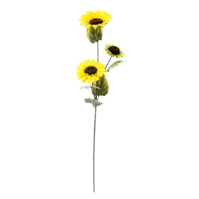 China Contemporary Wholesale Silk 90cm 3 Head Yellow Combo Artificial Sunflower Long For Home Decor Sunflower Bouquet Artificial Flowers for sale