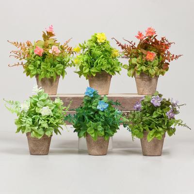 China Artificial Flower Plastic Fake With Potted Plant Detective Potted Flowers Begonia Flowers For Garden Outdoor Decor for sale