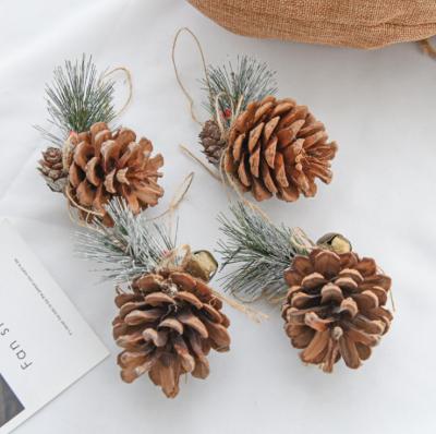 China Beautiful colorful pine cone ball with wire Christmas ornament DIY material Christmas pendant with pine needle simulation pine cone for sale