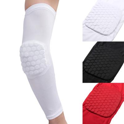 China Compression Wholesale OEM Comfortable Adjustable Breathable Honeycomb Volleyball Arm Sleeve Sports Elbow Brace for sale