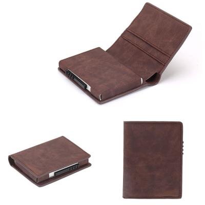 China Normcore/Unisex PU RFID Leather Pocket Minimalist European Style Wallet Automatic Noise Blocking Up Aluminum Cash Creative Wallet for sale