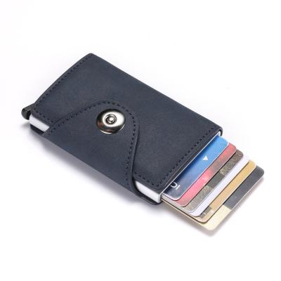 China 2021 New Normcore/Minimalist PU Credit Card Holder RFID Noise Blocking Security Leather Up Slim Bifold Wallet Bank Card Holder For Men Women for sale