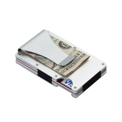 China RFID Blocking Protect Custom Ultra Thin Aluminum Card Wallet Minimalist Logo RFID Aluminum Credit Card Holder With Money Clip for sale