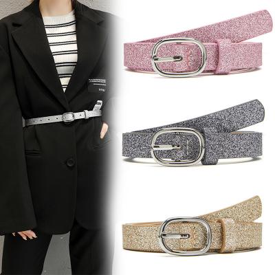 China Fashion Black Belt Women Men With Double Studded Holes Leather Trim Belts For Women Fluorescent Belt For Jeans for sale