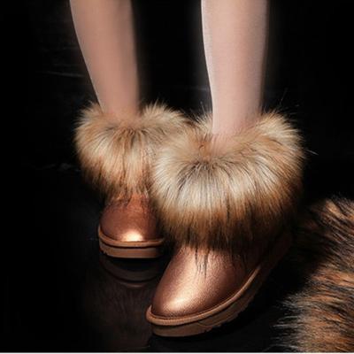 China Botas Fox Fur Ladies Winter Colorful Warm Cotton Waterproof Mi Bling Bling Snow Boots For Women Fur Snow Boots Shoe for sale