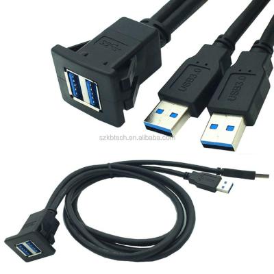 China Data Transmission Dual USB 3.0 Cable Extension Mount ABS Mold Snap In Flush Mount Cable for sale