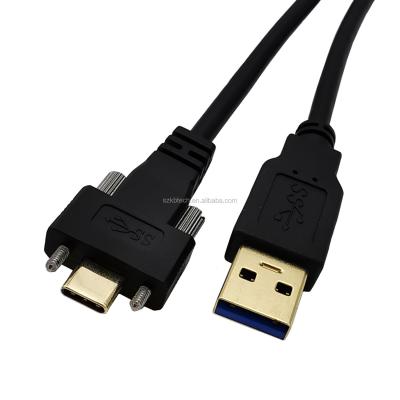 China Gold Plated Mobile Phone USB 3.0 A Male To USB 3.1 Type C Locking Panel Mount Cable for sale