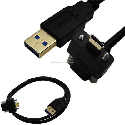 China Mobile Phone USB 3.0 A Male To Angled USB 3.1 Type-C Male Cable With Locking Screws for sale