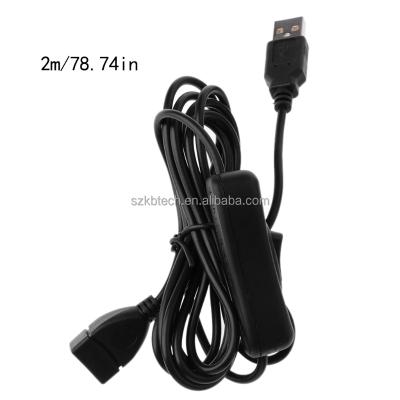 China Data Tansmission USB 2.0 A Male To Female Switch ON OFF Cable Toggle LED Lamp Power Line Black for sale