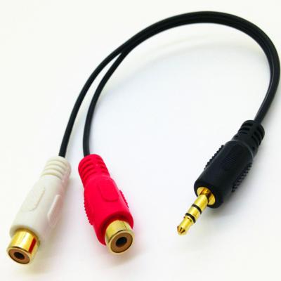 China Microphone 3.5mm 1/8 Male Stereo Mini Plug to Female 2 RCA Jack Adapter Audio Y Cable for sale