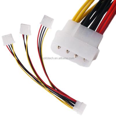 China Data Transmission 4 Pin IDE Power Cable HY1578 4 Pin Molex Male to Left 3 Molex IDE Female Power Supply Splitter Adapter Cable for sale