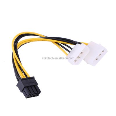 China Data Transmission 8 Pin PCI Express Male To Dual LP4 4 Pin IDE Power Cable Adapter for sale