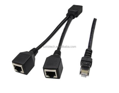 China Data Tansmission RJ45 1 Male To Female Socket 2 Port LAN Ethernet Network Splitter Y-Adapter Cable for sale