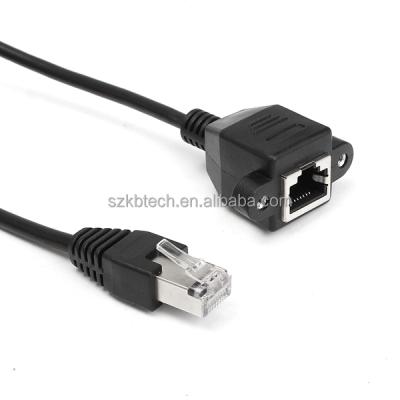 China Data Tansmission RJ45 8P8C Male To Female Screw Panel Mount Ethernet Lan Network Extension Cable for sale