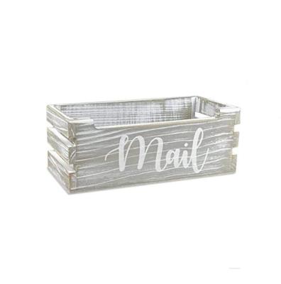 China Farmhouse Mail Organizer Countertop Mail Holder Mail Storage Box Viable Gray Letter Sorter Tray for sale