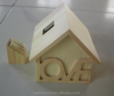 China China New Style House Shaped Beautiful Wooden Money Bank / Wooden Telephone Booths for sale