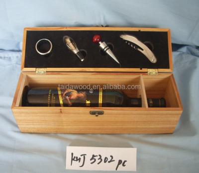 China Handmade Custom Wooden Wine Tool Kit Box Wine Accessories Packaging Box for sale