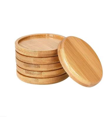 China Eco-Friendly Home Decor 2.5 Inch Display Bamboo Wood Tray Around Plant Saucer Plant Pot Wood Rack for sale