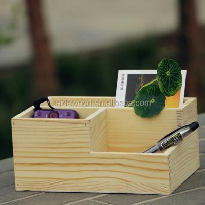 China Multifunctional Organizer Phone Container Stationery Desktop Storage Box Container Office Supply Supplies Pen Pencil Holder DIY Wooden Wooden for sale