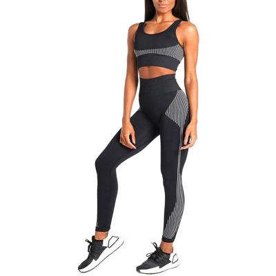 China Antibacterial Workout Sets For Women 2 Piece Seamless Sports Bra Waisted Yoga Leggings Gym Equipments Tops for sale