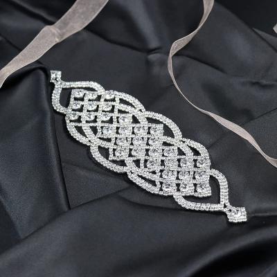 China Flatback Rhinestone Lace Wedding Applique Seam On Waistband for sale