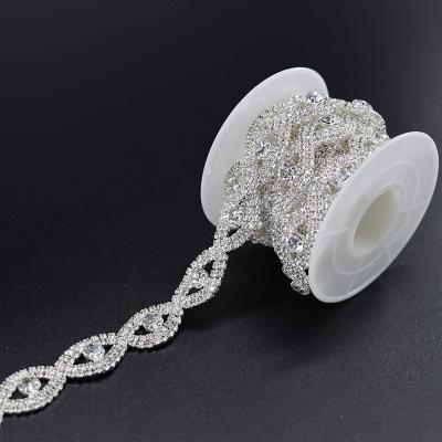 China Flatback Rhinestone Trim End Chain Applique For Crafts Wedding Party Apparel DIY Sewing Decoration Ideal for sale