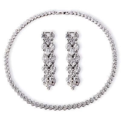 China CLASSIC New European and American Style Zircon Jewelry Set Bridal Necklace Earrings Jewelry Sets for sale