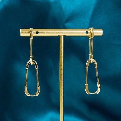 China FASHIONABLE European American Overdone Soft Personality Safety Pin Gold Earrings for sale