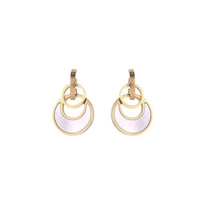 China Cute Luxury High Quality Titanium Gold Plating Stainless Steel Jewelry Circle Stud Earrings for sale