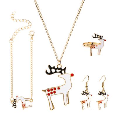 China Vintage Bracelet Earring Jewelry Set Enamel Cheap Necklace Ring Pendant Christmas Cuff Earrings Deer Earrings for sale