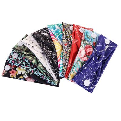 China Milk Headbands 2021 New Arrival Fabric With Buttons Christmas Holiday Headbands And Face Cover Set For Women Girls, Protect Face for sale