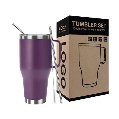 China Viable 20oz 40oz Double Wall Stainless Steel Tumbler Mugs Bulk Stainless Steel Vacuum Insulated Travel Coffee Tumbler With Straw for sale