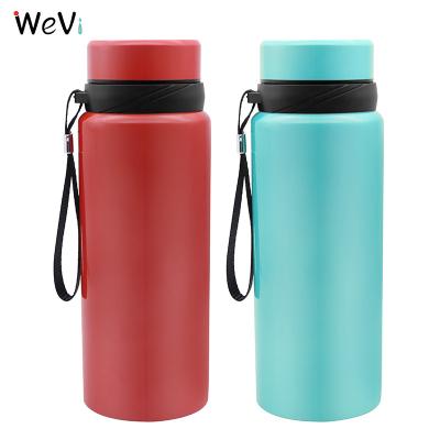 China WeVi Large Capacity 750ml Stainless Steel Double Wall Viable Vacuum Flask With Rope And Strainer for sale