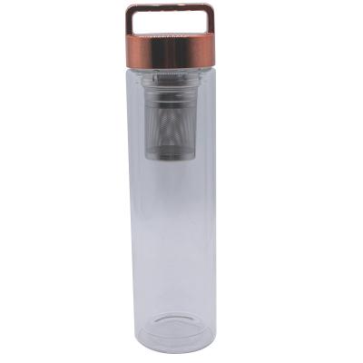 China Custom Logo Borosilicate Glass 500ml WeVi 304 Stainless Steel Tea Infuser High Quality Viable Lid BPA Free Custom Water Bottle for sale