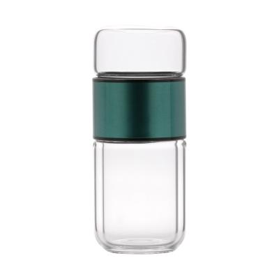 China Custom Borosilicate Glass Water Viable Double Wall WeVi Empty Separator Tea Bottle With Tea Infuser BPA Free for sale