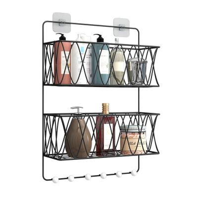 China New-fashion Wall Mounted Bathroom Sink Towel Rack Bedroom Bathroom Wall Storage Free Punch Rack for sale