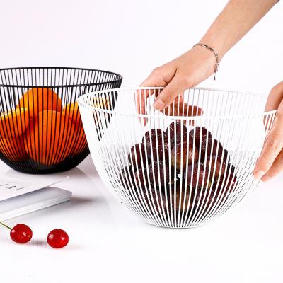 China Iron Nordic Modern Creative Kitchen Fruit Basket Drain Basket Living Room Snack Fruit Vegetable Home Dish Stored for sale