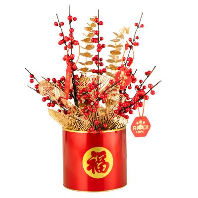 China 2022 New-fashion Festival Gold Plating Gladly Indoor Round Iron Art Flower Pots for sale