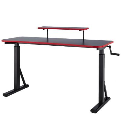 China Home Office Height Adjustable Standing (Height) Table With Raised Monitor Shelf Sit-Rack Computer Gaming Desk for sale