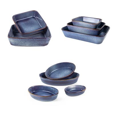 China Sustainable Custom Colors Wholesale Household Bakeware Stoneware Oven Kitchen Ceramic Baking Dish for sale