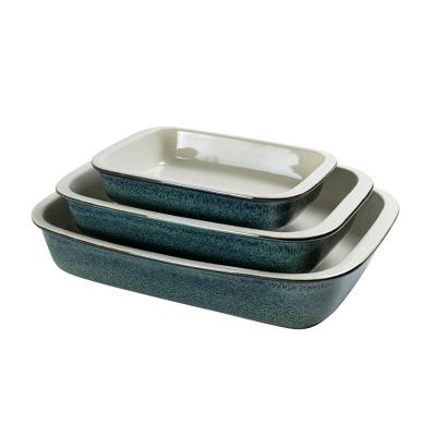 China Viable Rectangular Pasta Lasagna Casserole, Individual Bakeware Casserole with Handle, for Oven Kitchen Cooking, Set of 3, Assorted Colors for sale