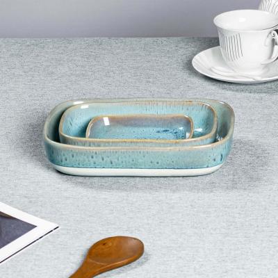 China Viable Ceramic Baking Dish for Baking Rectangle Bakeware Oven Cake Bread Porcelain Baking Pan Tray for sale