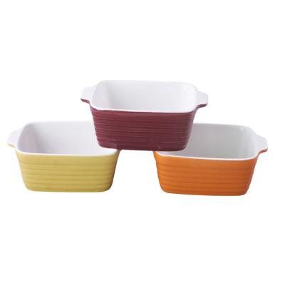 China Sustainable high quality colorful bakeware set wholesale mini ceramic baking ware dish ramekins for sale