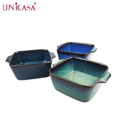 China Viable Cheap Price Kitchen Beware Stoneware Baking Tray Wholesale Custom Design Ceramic Bread Loaf Pan for sale