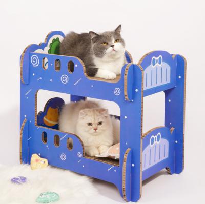 China Double Cardboard Viable Cat Scratch Pad Post Cat Toy Cat Scratcher House of Platform Bed for sale