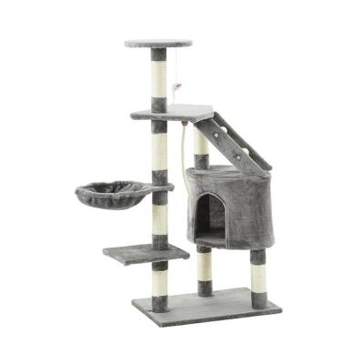 China Sustainable drop boarding Cat Tree Cat Climber with housings and lining posts for sale