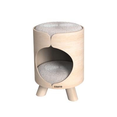 China New Design Sustainable Cat House Modern Elevated Cat Bed with Wooden Legs for sale